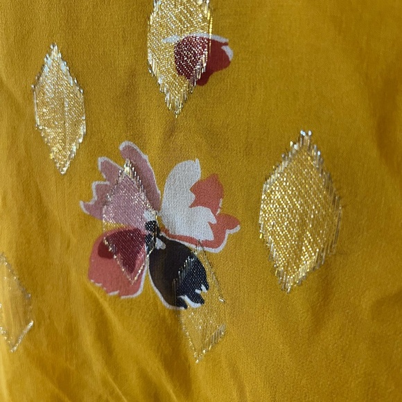 Sézane Anita Silk Blouse in Grands Fleurs Safran Mustard Yellow EU 38 (US 6) - Picture 13 of 13